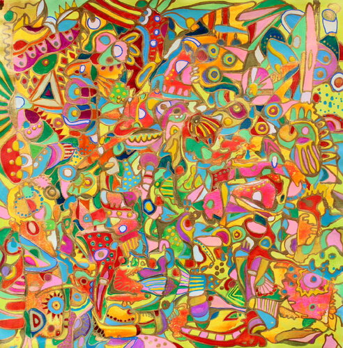 731. Colorful Golden Fantasy di Veera Zukova, Pittura in vendita su Singulart
