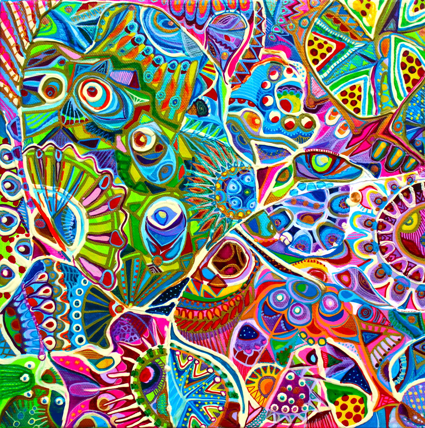 345. Colorful Psychedelic Doodles: An Abstract Odyssey Veera Zukova Originalgemälde zu verkaufen