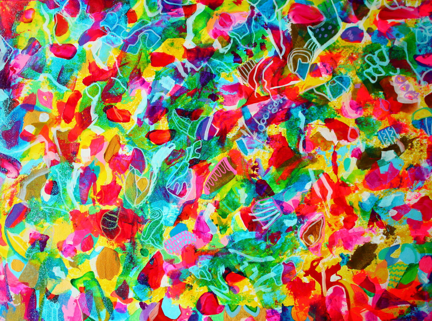 316. Giardino: A Vibrant Abstract Floral Symphony Veera Zukova Originalgemälde zu verkaufen