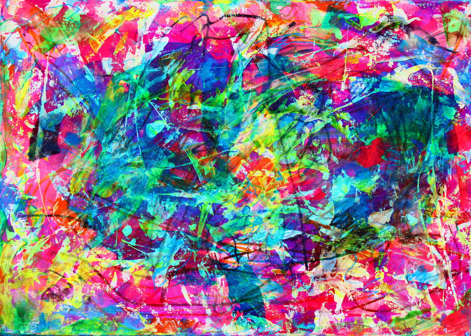 311. Bubblegum Dreams: An Explosive Burst of Color Veera Zukova Originalgemälde zu verkaufen