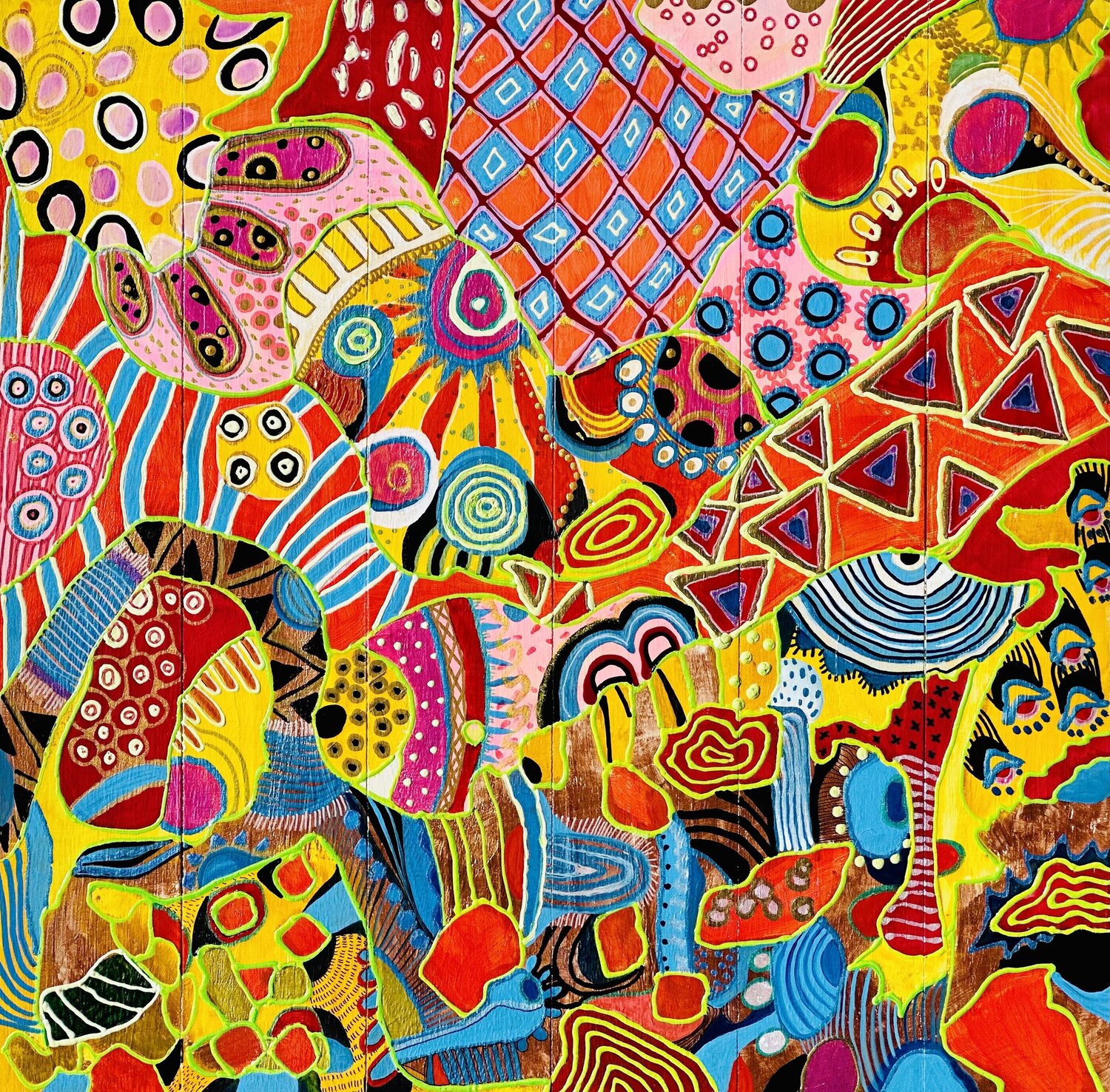 635. Happy Colorful Bold Abstraction Veera Zukova Originalgemälde zu verkaufen