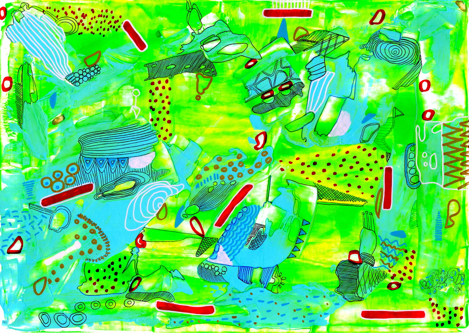 477. Non Giocare con il Cibo: Playful Abstract Expressions Veera Zukova Originalgemälde zu verkaufen