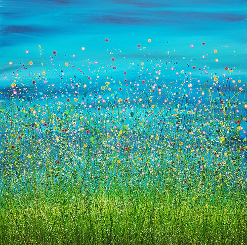 Wild Popping Turquoise #2 di Lucy Moore, Pittura in vendita su Singulart