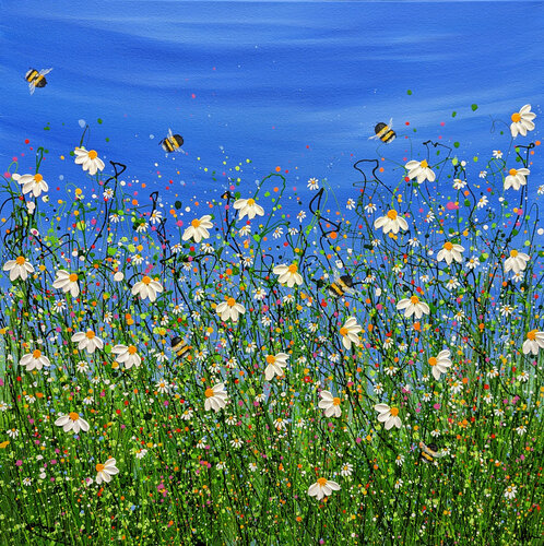 Bee utiful Daisy Meadow #3 di Lucy Moore, Pittura in vendita su Singulart