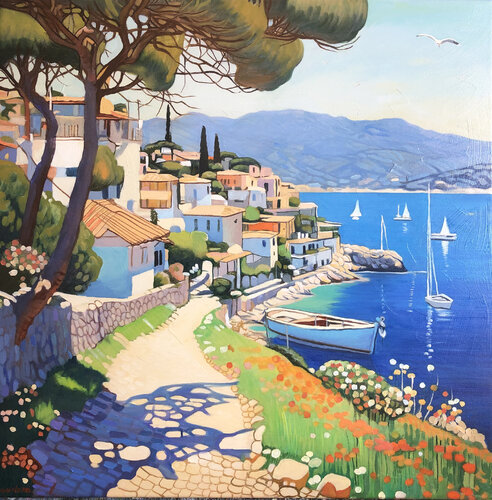 Bondero Spring holidays in Santorini di Vadim Bondero, Pittura in vendita su Singulart