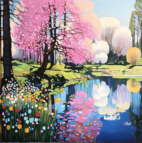 Spring morning in Keukenhof by Vadim Bondero, 회화 for Sale on Singulart