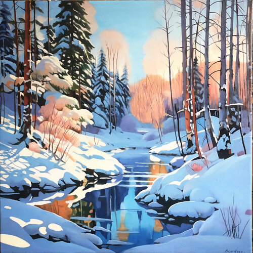 Sunny day in the winter forest by Vadim Bondero, 회화 for Sale on Singulart