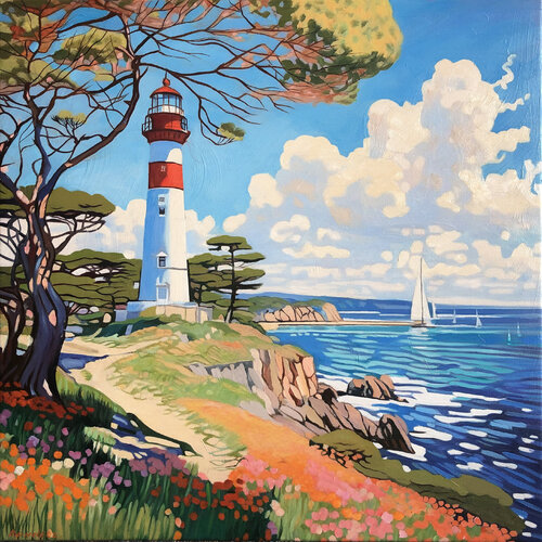 Old lighthouse in Sardinia di Vadim Bondero, Pittura in vendita su Singulart