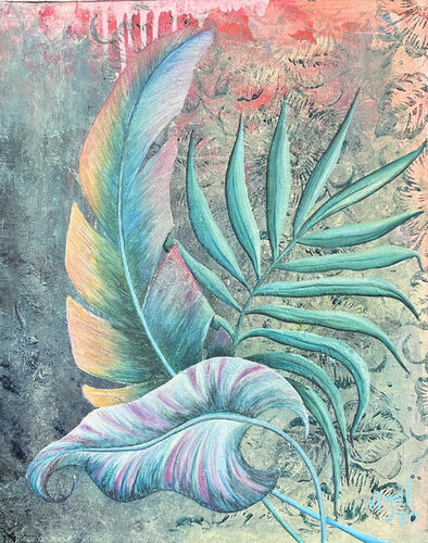 Bunter BlätterStrauß van Nicole Filsinger, Schilderij te koop op Singulart