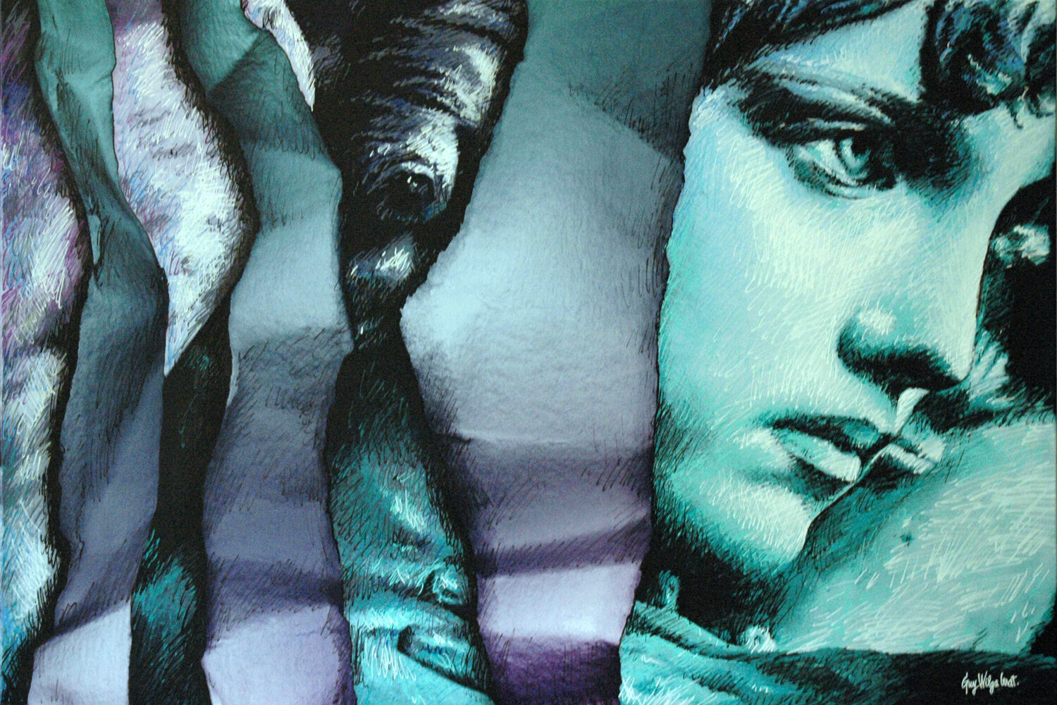 L'ange bleu. Grafipaper. Guy Wilga Lerat