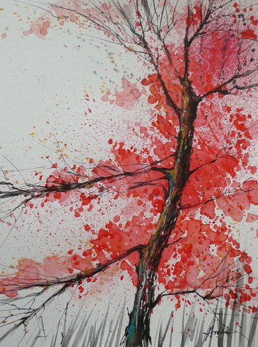 Automne rouge 2 van Sylwia Avola, Schilderij te koop op Singulart