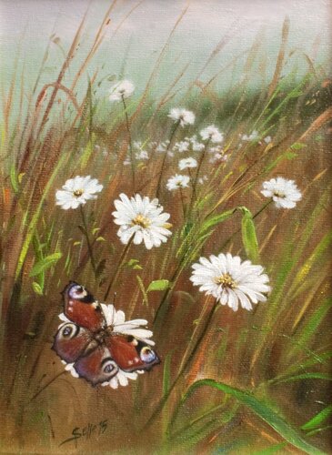 On the August meadow van Satu Helle, Schilderij te koop op Singulart
