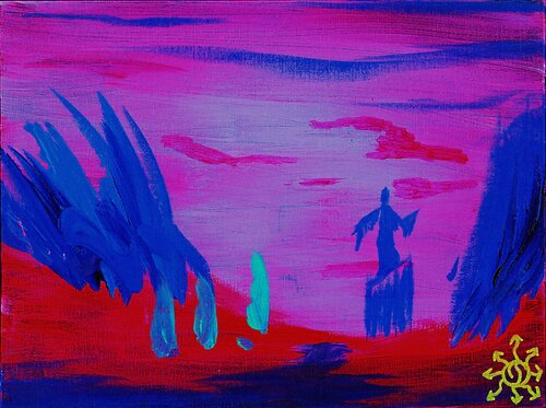 A statue in ethereal valley van Aloysius Candide, Schilderij te koop op Singulart