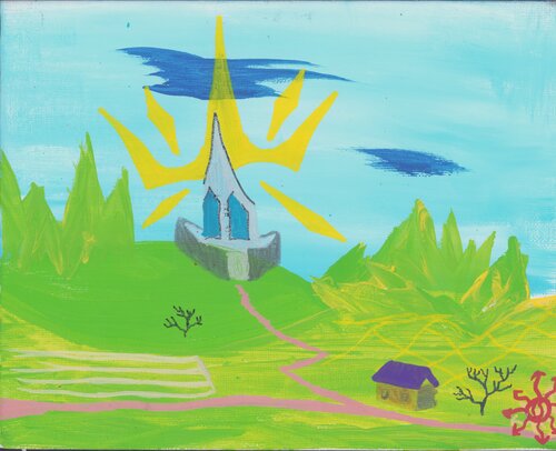 Spring field in the Planet Astara. de Aloysius Candide, Pintura a la venta en Singulart