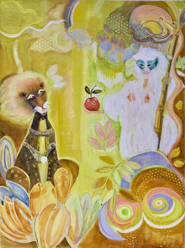 « Ève, Adam, la pomme et le serpent », 2024 von Laurence LEJAY, Malerei kaufen auf Singulart