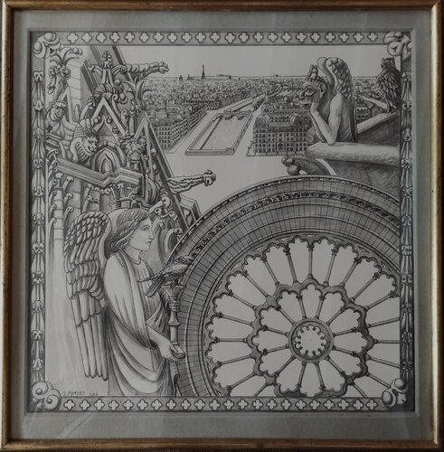 les gardiens de Notre Dame  ou Concrétion de Notre Dame par stéphane morlais, Peinture en vente sur Singulart