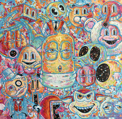 Taut I taw a puddy tat. di Carl Lozada, Pittura in vendita su Singulart