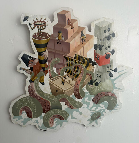 Ship vs Kraken di Carl Lozada, Pittura in vendita su Singulart