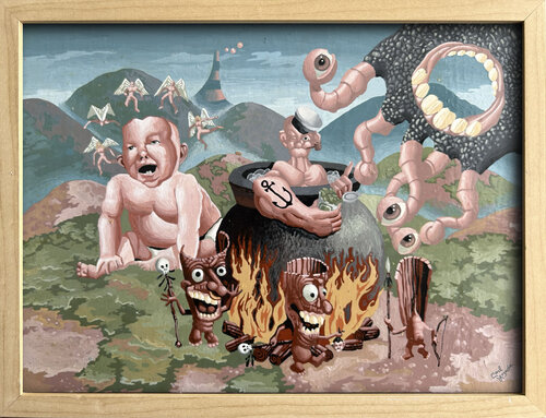 Baby and Fried Popeye von Carl Lozada, Malerei kaufen auf Singulart