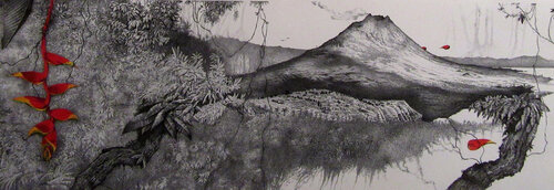 Rêve à la ligne II      Le réveil du volcan von -- DEYRMON, Zeichnungen kaufen auf Singulart