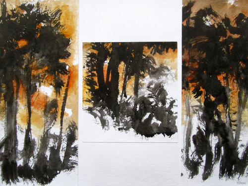 Triptyque d'automne di -- DEYRMON, Opera su carta in vendita su Singulart