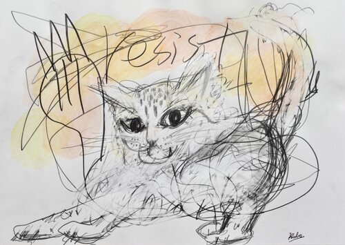 stretching cat van Ryohei Kubo, Schilderij te koop op Singulart