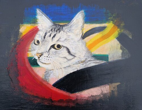 cat by Ryohei Kubo, Painting for Sale on Singulart
