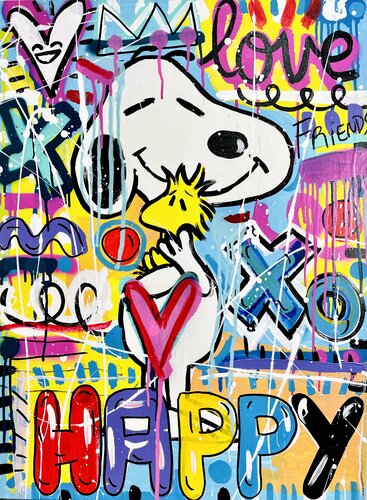 Happy Snoopy par Mercedes Lagunas, Peinture en vente sur Singulart