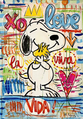 Snoopy Viva la Vida di Mercedes Lagunas, Pittura in vendita su Singulart