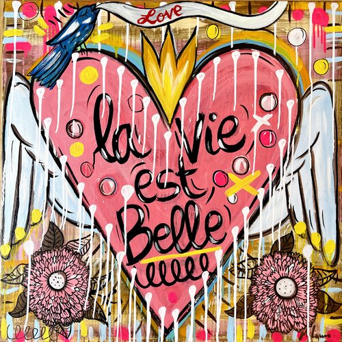 Pink Love par Mercedes Lagunas, Peinture en vente sur Singulart