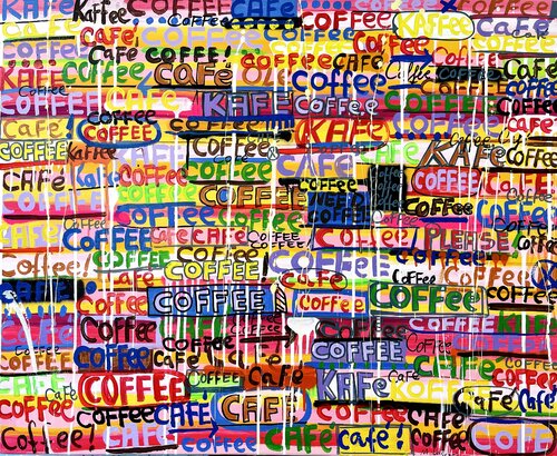 Out of my kitchen. I need coffee. par Mercedes Lagunas, Peinture en vente sur Singulart
