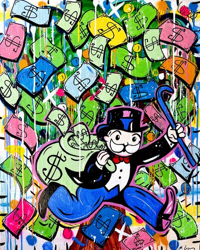 Money Rains! par Mercedes Lagunas, Peinture en vente sur Singulart