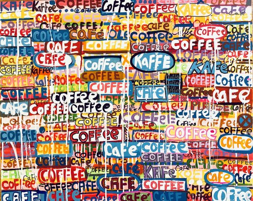 Out of my kitchen. I need coffee 2 par Mercedes Lagunas, Peinture en vente sur Singulart