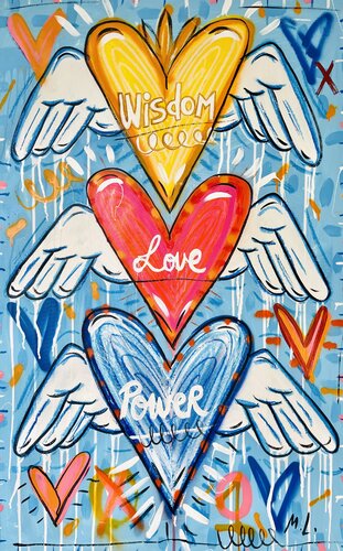 The 3 hearts par Mercedes Lagunas, Peinture en vente sur Singulart