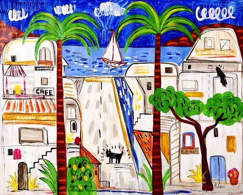 Blue Days in Tangier par Mercedes Lagunas, Peinture en vente sur Singulart