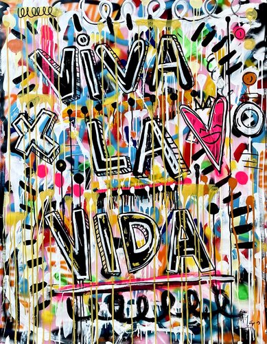 Viva la Vida Feliz 3 par Mercedes Lagunas, Peinture en vente sur Singulart