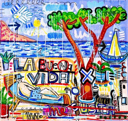 La Buena Vida par Mercedes Lagunas, Peinture en vente sur Singulart