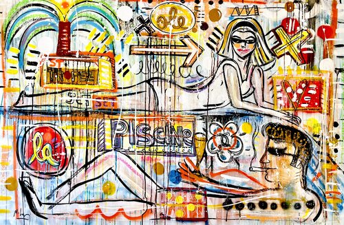 La Piscine par Mercedes Lagunas, Peinture en vente sur Singulart