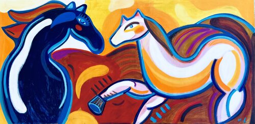 Horses in the sunset Mercedes Lagunas