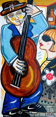 Street music par Mercedes Lagunas, Peinture en vente sur Singulart
