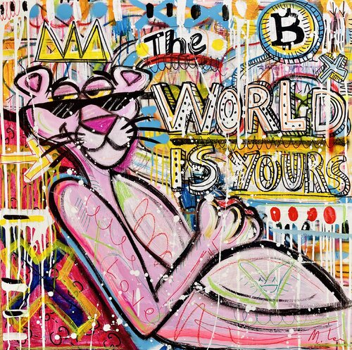Attitude! The World is Yours! par Mercedes Lagunas, Peinture en vente sur Singulart