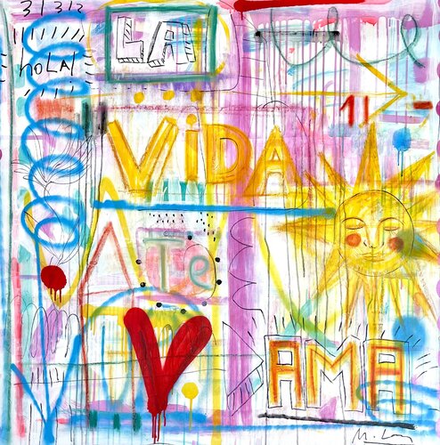 Hola! La Vida te Ama. de Mercedes Lagunas, Pintura a la venta en Singulart