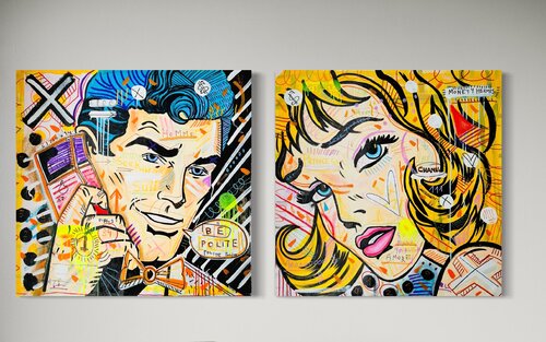 Be Polite. Diptych. van Mercedes Lagunas, Schilderij te koop op Singulart