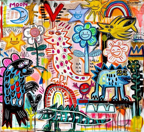Smile HAHA par Mercedes Lagunas, Peinture en vente sur Singulart