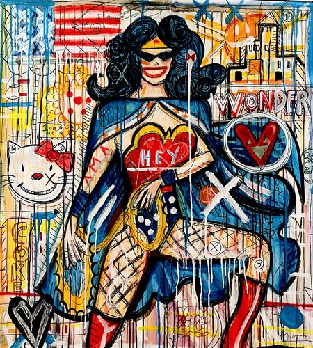 Hey Wonder van Mercedes Lagunas, Schilderij te koop op Singulart