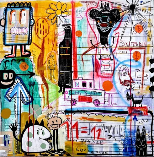 2 Chat par Mercedes Lagunas, Peinture en vente sur Singulart