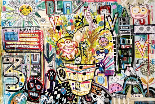 Jardín Eléctrico par Mercedes Lagunas, Peinture en vente sur Singulart