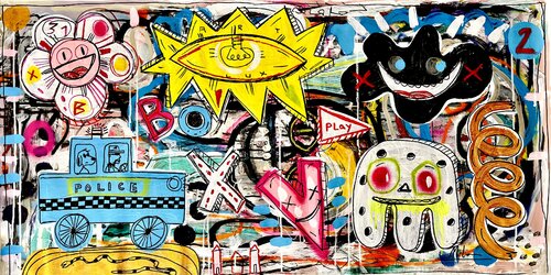 Play + Police by Mercedes Lagunas, Painting for Sale on Singulart