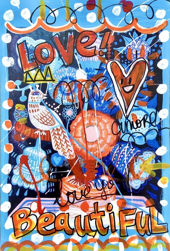 Love & Beautiful van Mercedes Lagunas, Werk op papier te koop op Singulart