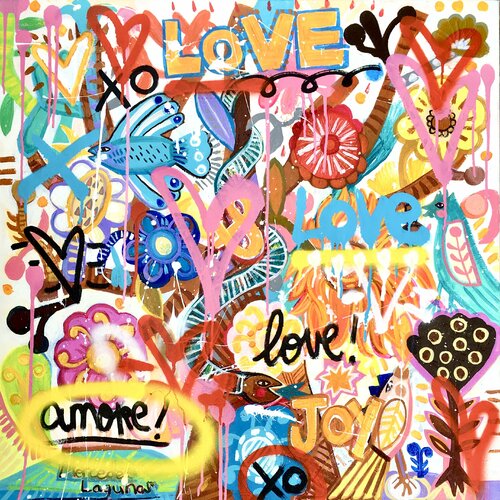 Love & Joy par Mercedes Lagunas, Peinture en vente sur Singulart